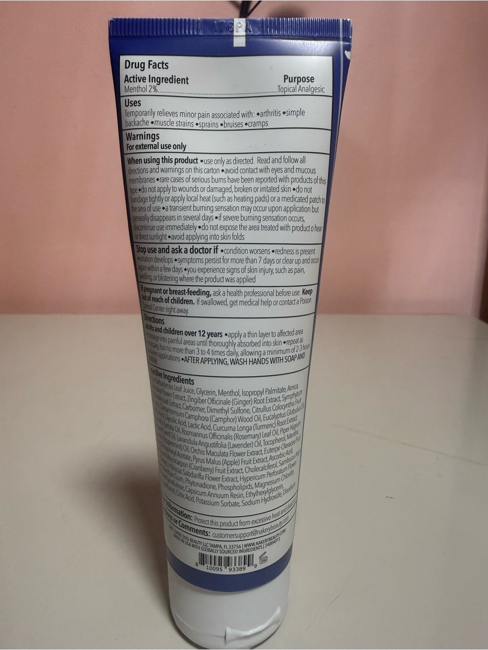 Nakery Beauty SkinRecovery Menthol 2% Topical Pain Relief Cream 4 fl oz - Picture 2 of 2
